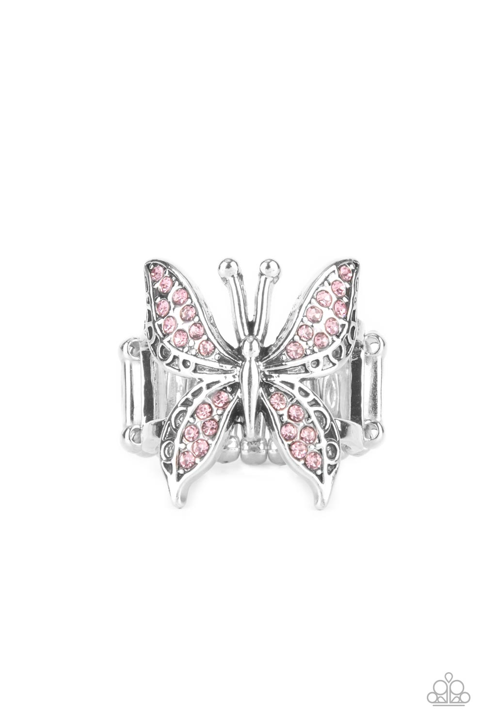 Blinged Out Butterfly - Pink - Paparazzi Ring