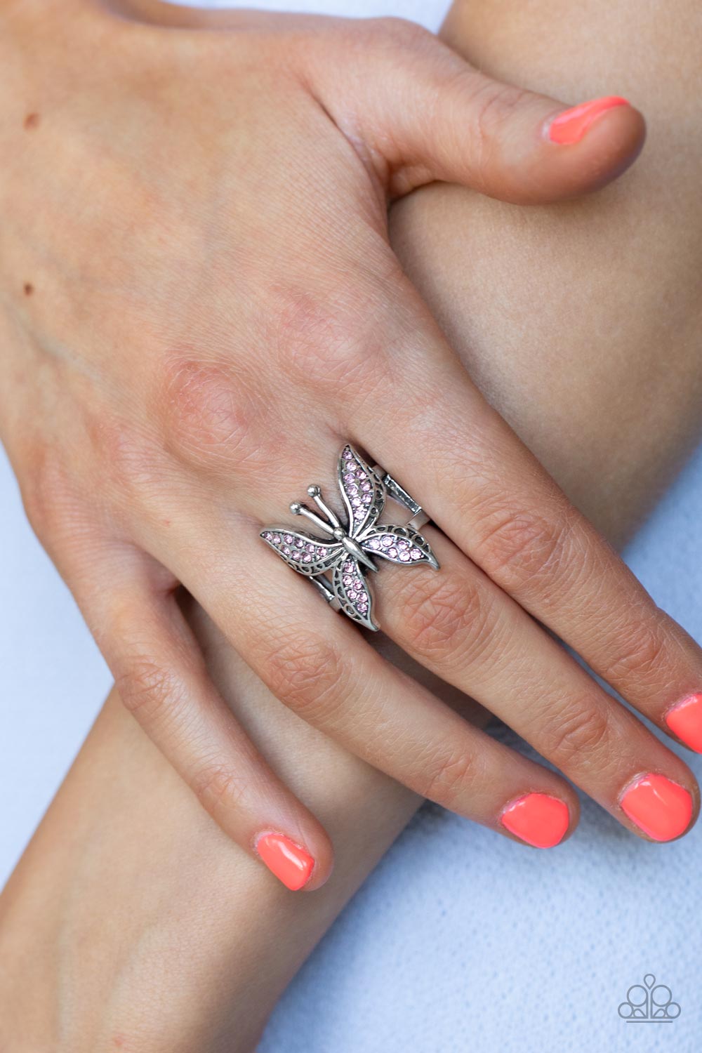 Blinged Out Butterfly - Pink - Paparazzi Ring