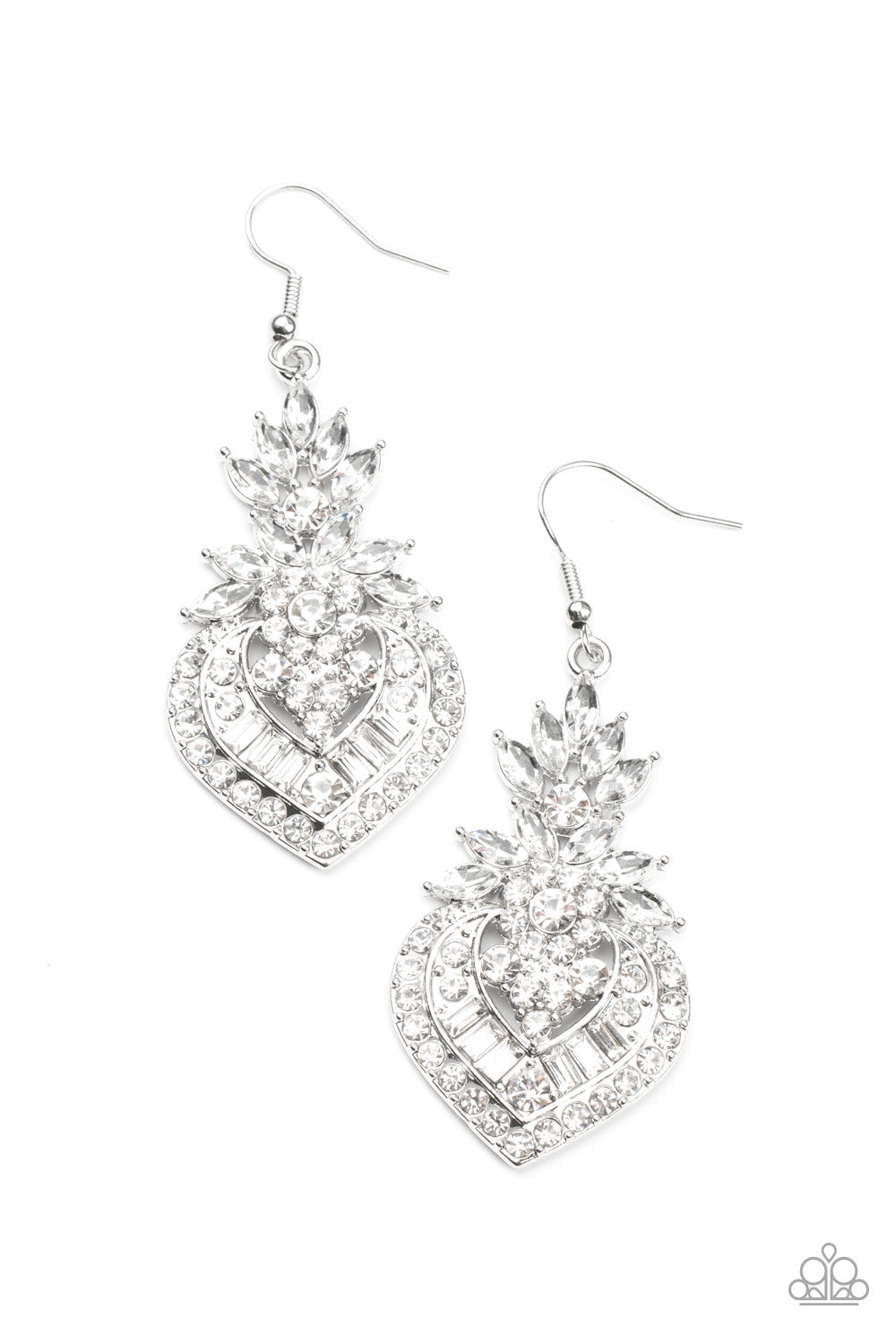 Royal Hustle - White - Paparazzi Earrings (LOP)