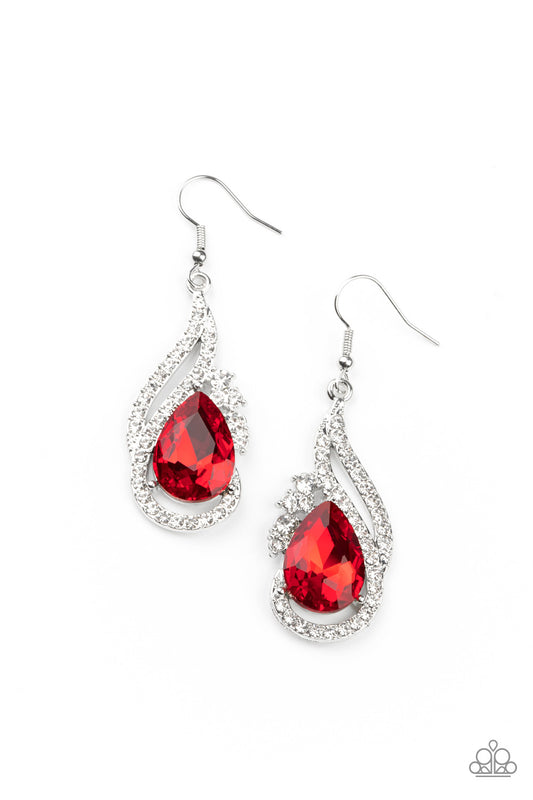 Dancefloor Diva - Red - Paparazzi Earrings