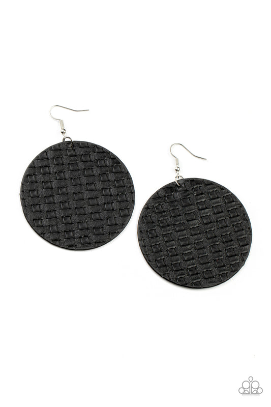 WEAVE Me Out Of It - Black - Paparazzi Earrings