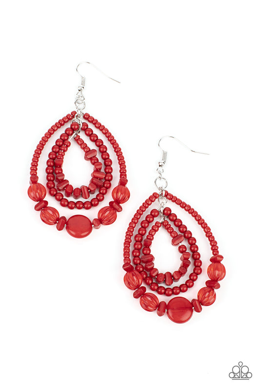 Prana Party - Red - Paparazzi Earrings