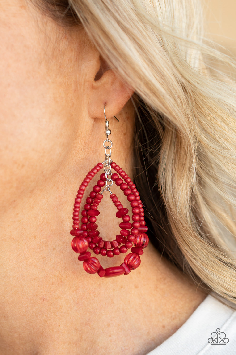 Prana Party - Red - Paparazzi Earrings