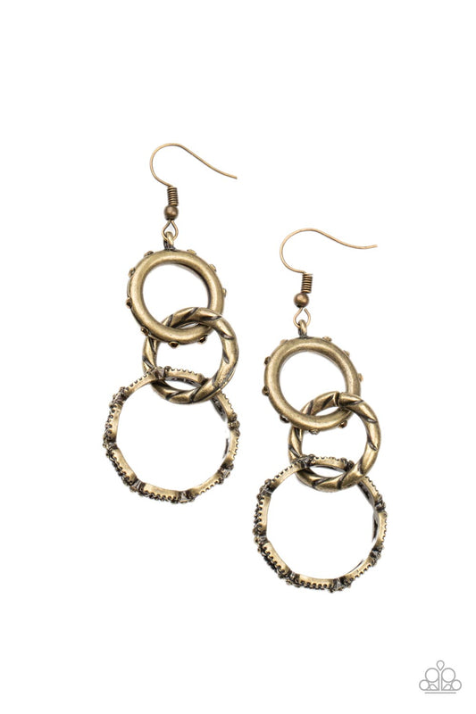 Shameless Shine - Brass - Paparazzi Earrings