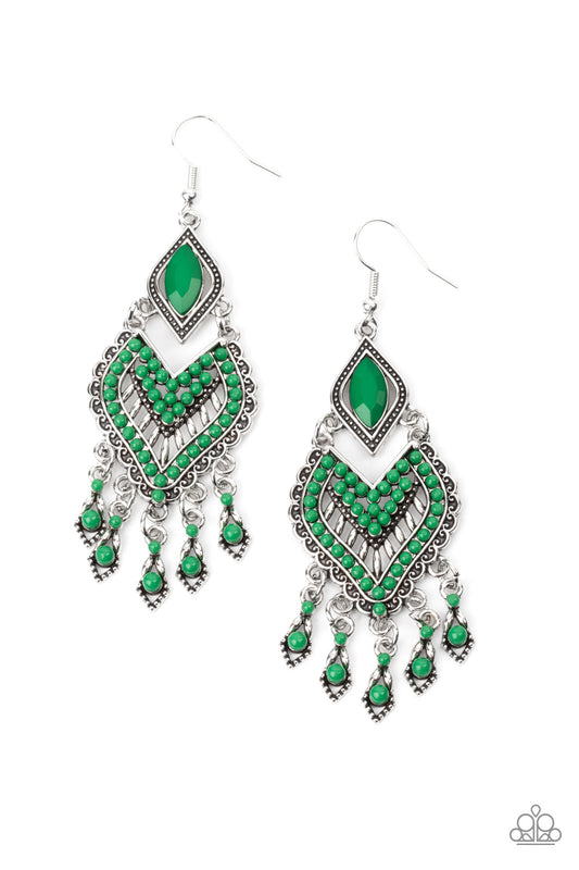 Dearly Debonair - Green - Paparazzi Earrings