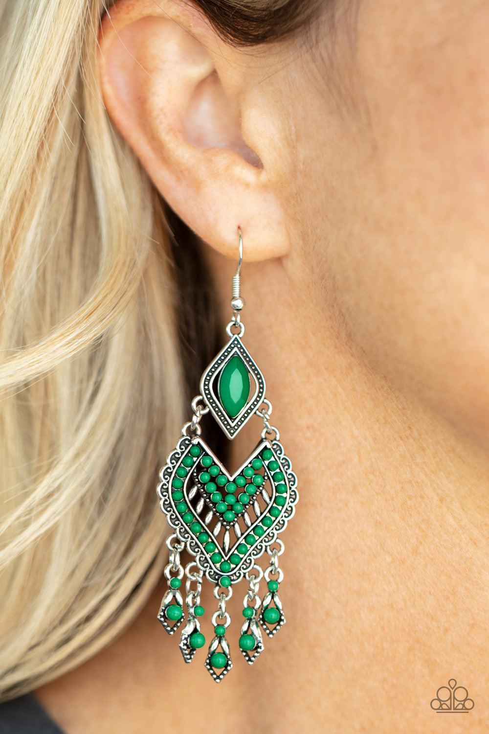 Dearly Debonair - Green - Paparazzi Earrings