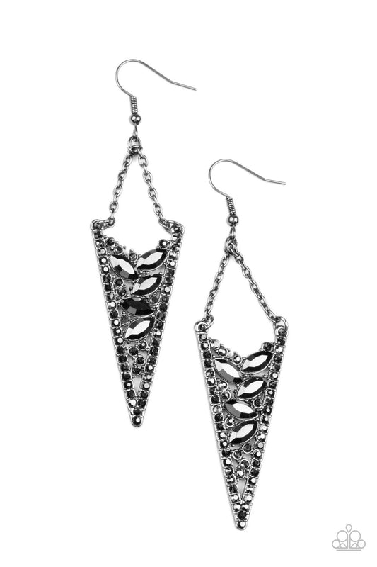 Sharp-Dressed Drama - Black - Paparazzi Earrings