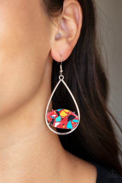 Tropical Terrazzo - Red - Paparazzi Earrings