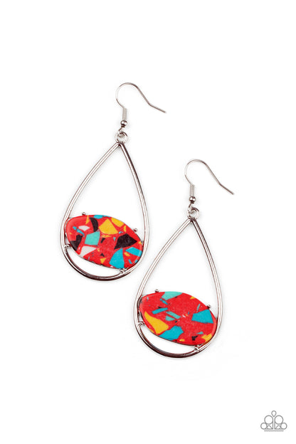 Tropical Terrazzo - Red - Paparazzi Earrings