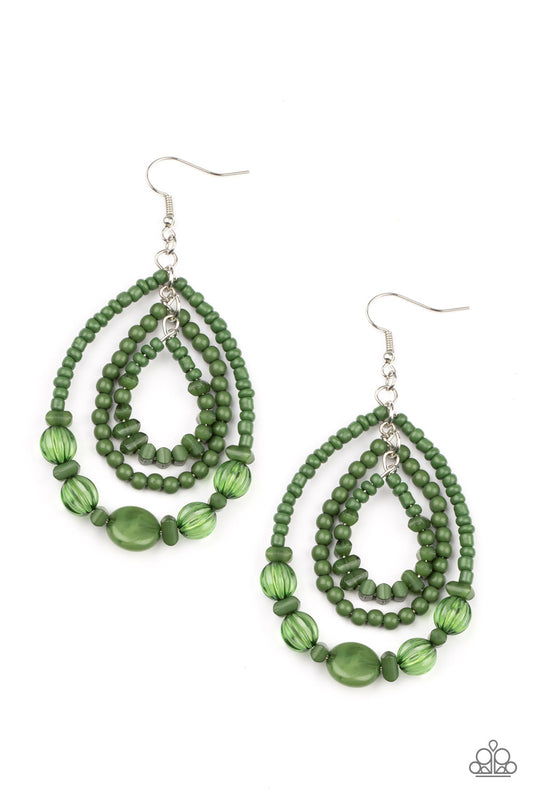 Prana Party - Green - Paparazzi Earrings