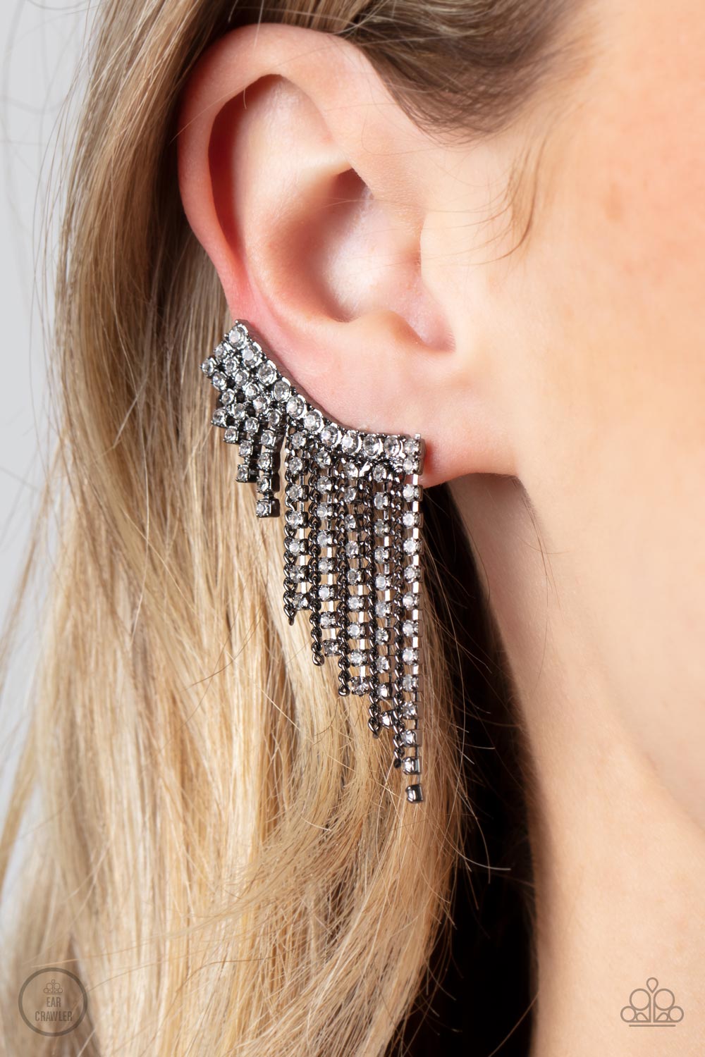 Thunderstruck Sparkle - Black - Paparazzi Ear Crawlers Earrings