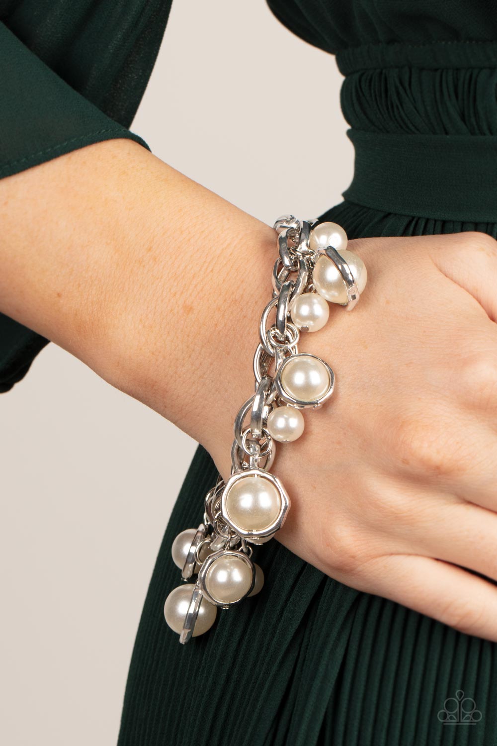 Orbiting Opulence - White - Paparazzi Bracelet