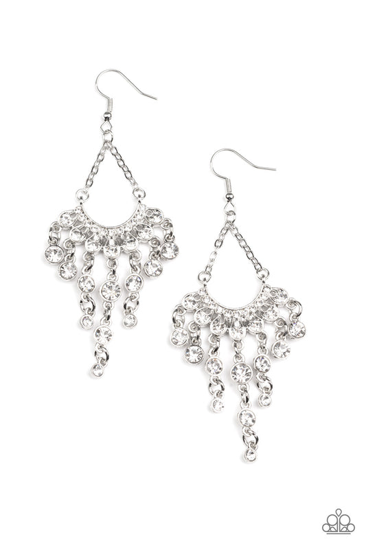 Commanding Candescence - White - Paparazzi Earrings