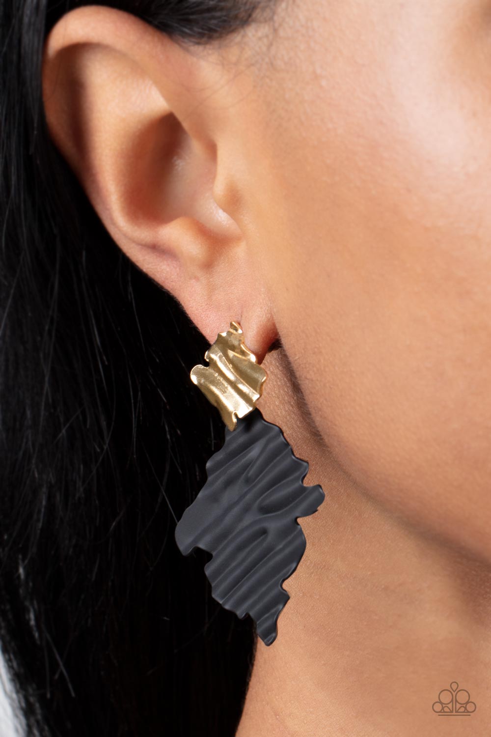 Crimped Couture - Gold - Paparazzi Earrings