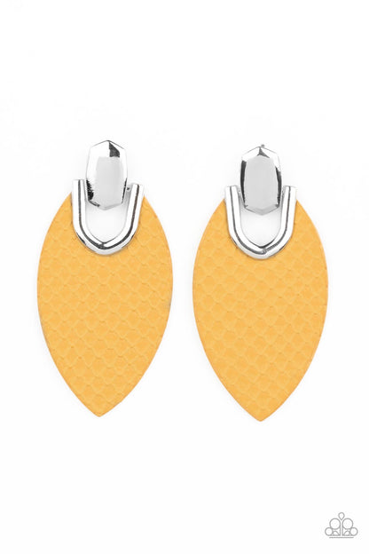 Wildly Workable - Yellow - Paparazzi Earrings