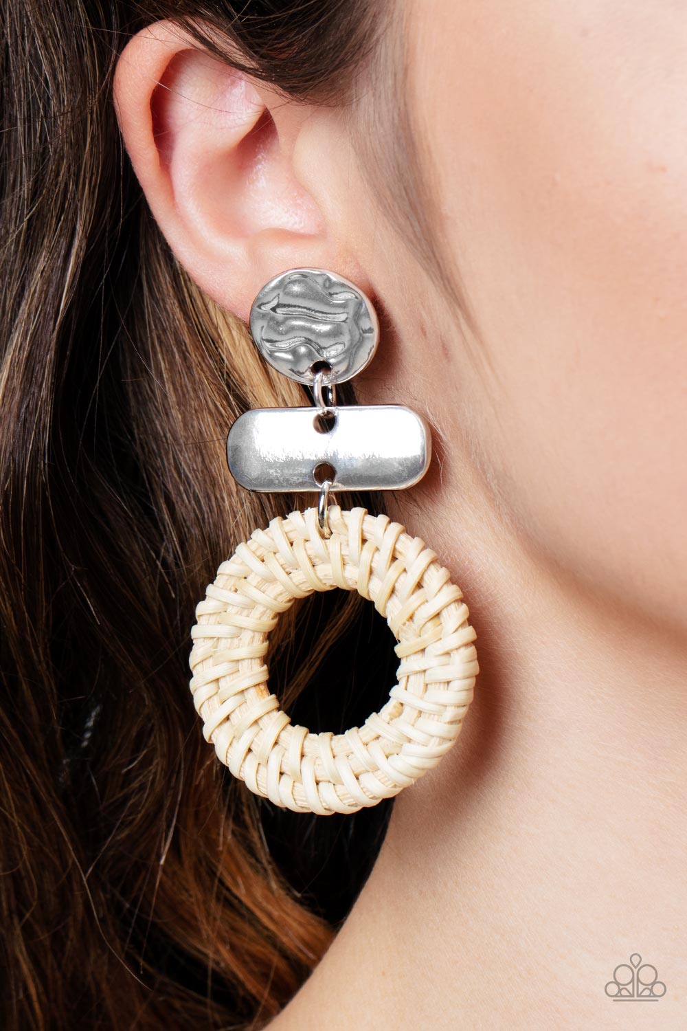 Woven Whimsicality - White - Paparazzi Earrings