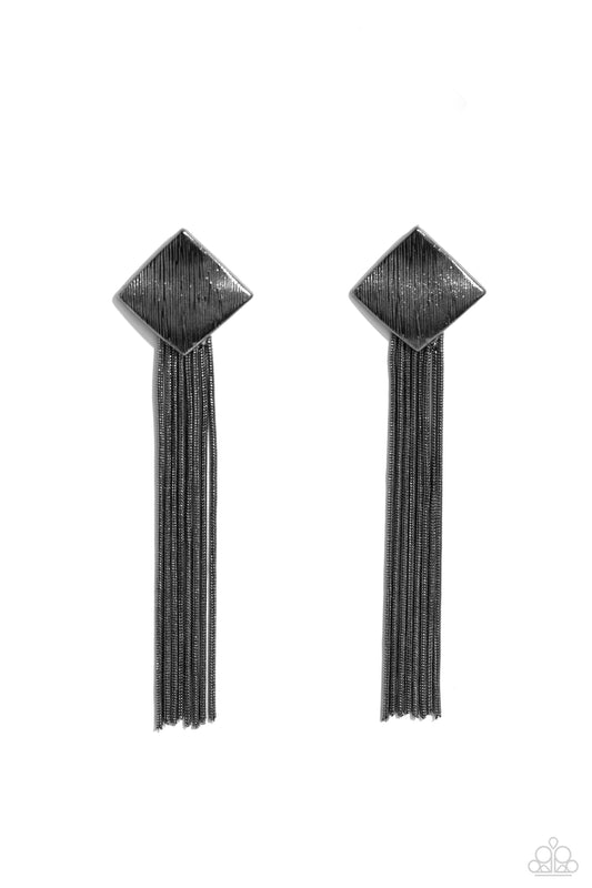 Experimental Elegance - Black - Paparazzi Earrings