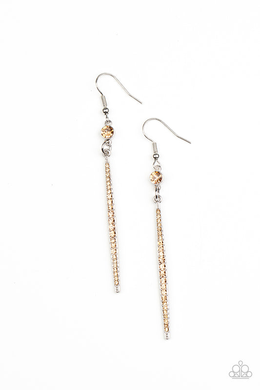 Skyscraping Shimmer - Brown - Paparazzi Earrings