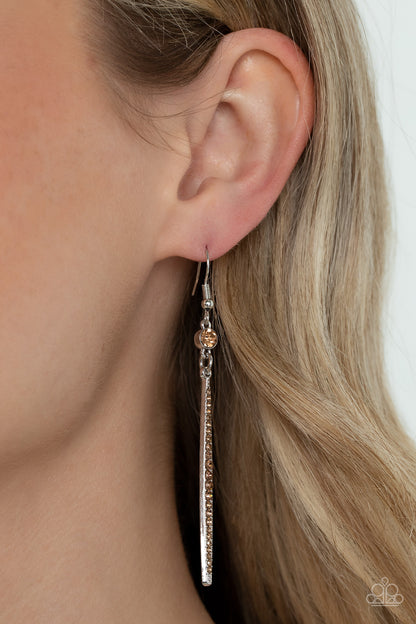 Skyscraping Shimmer - Brown - Paparazzi Earrings