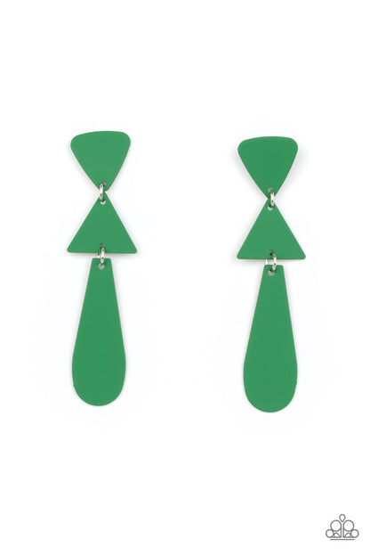Retro Redux - Green - Paparazzi Earrings