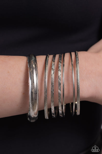 Stackable Stunner - Silver - Paparazzi Bangles