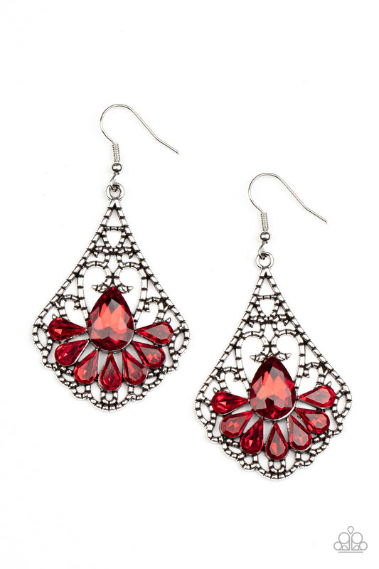 Exemplary Elegance - Red - Necklace Earrings