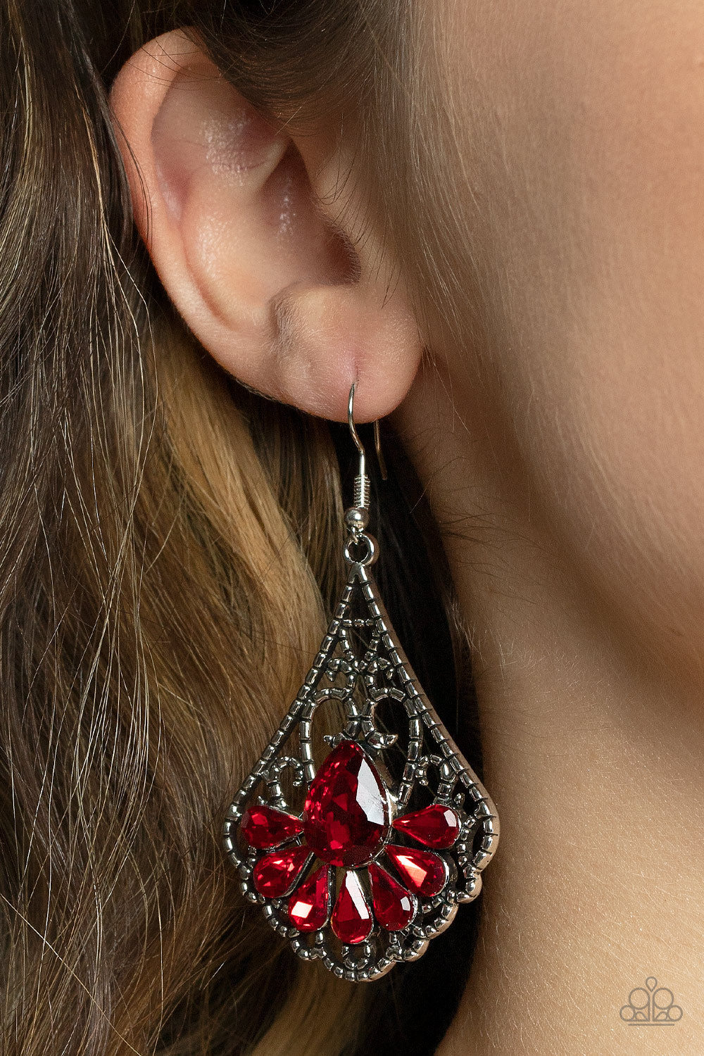 Exemplary Elegance - Red - Necklace Earrings