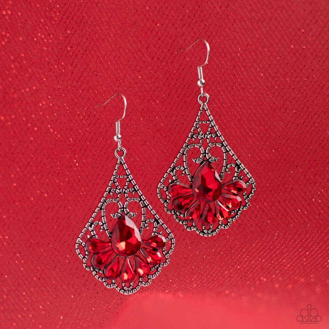 Exemplary Elegance - Red - Necklace Earrings