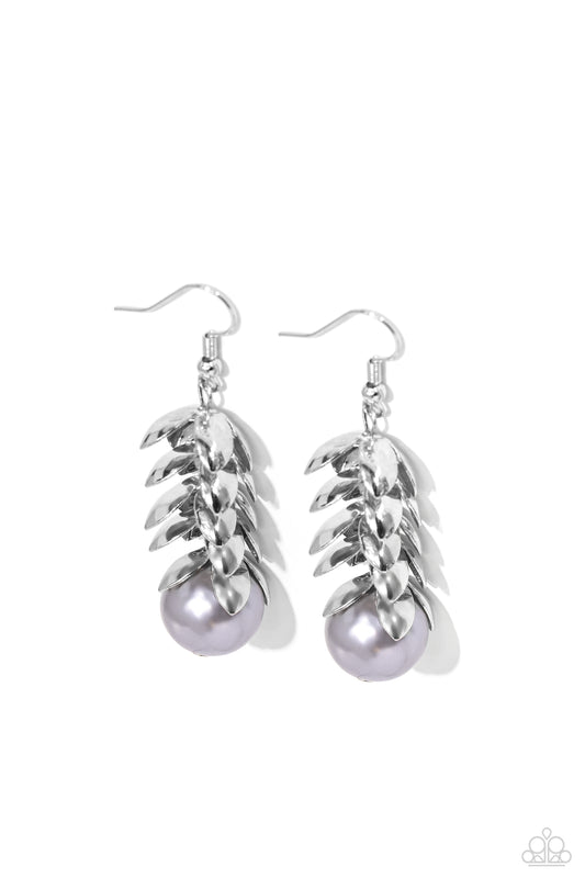 Ocean FROND Property - Silver - Paparazzi Earrings