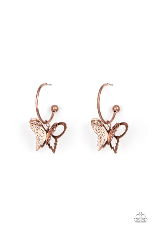 Butterfly Freestyle - Copper - Paparazzi Earrings