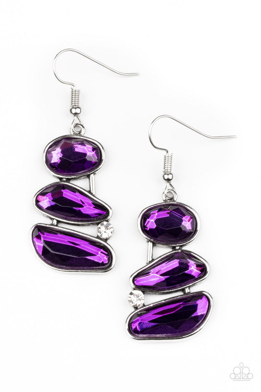 Gem Galaxy - Purple - Paparazzi Earrings