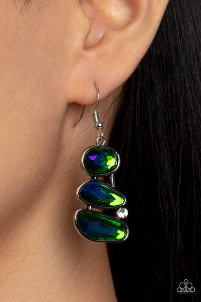 Gem Galaxy - Green - Paparazzi Earrings