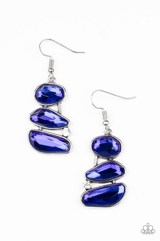 Gem Galaxy - Blue - Paparazzi Earrings