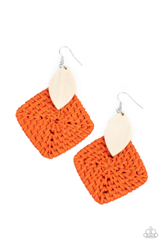 Sabbatical WEAVE - Orange - Paparazzi Earrings