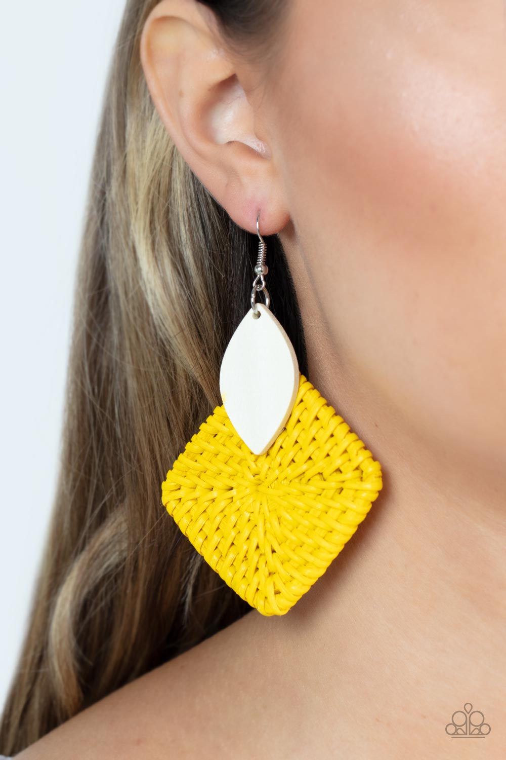 Sabbatical WEAVE - Yellow - Paparazzi Earrings