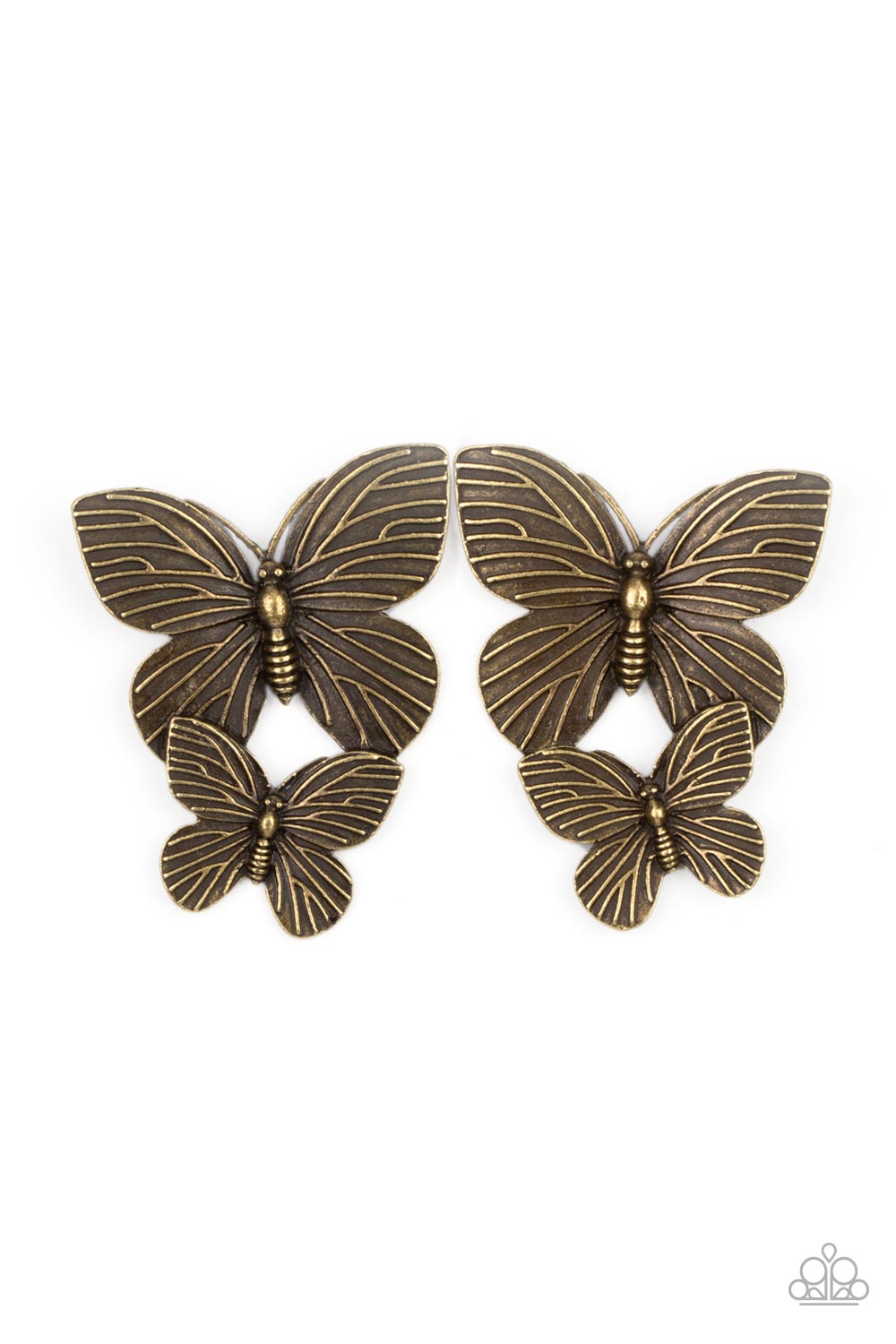 Blushing Butterflies - Brass - Paparazzi Earrings