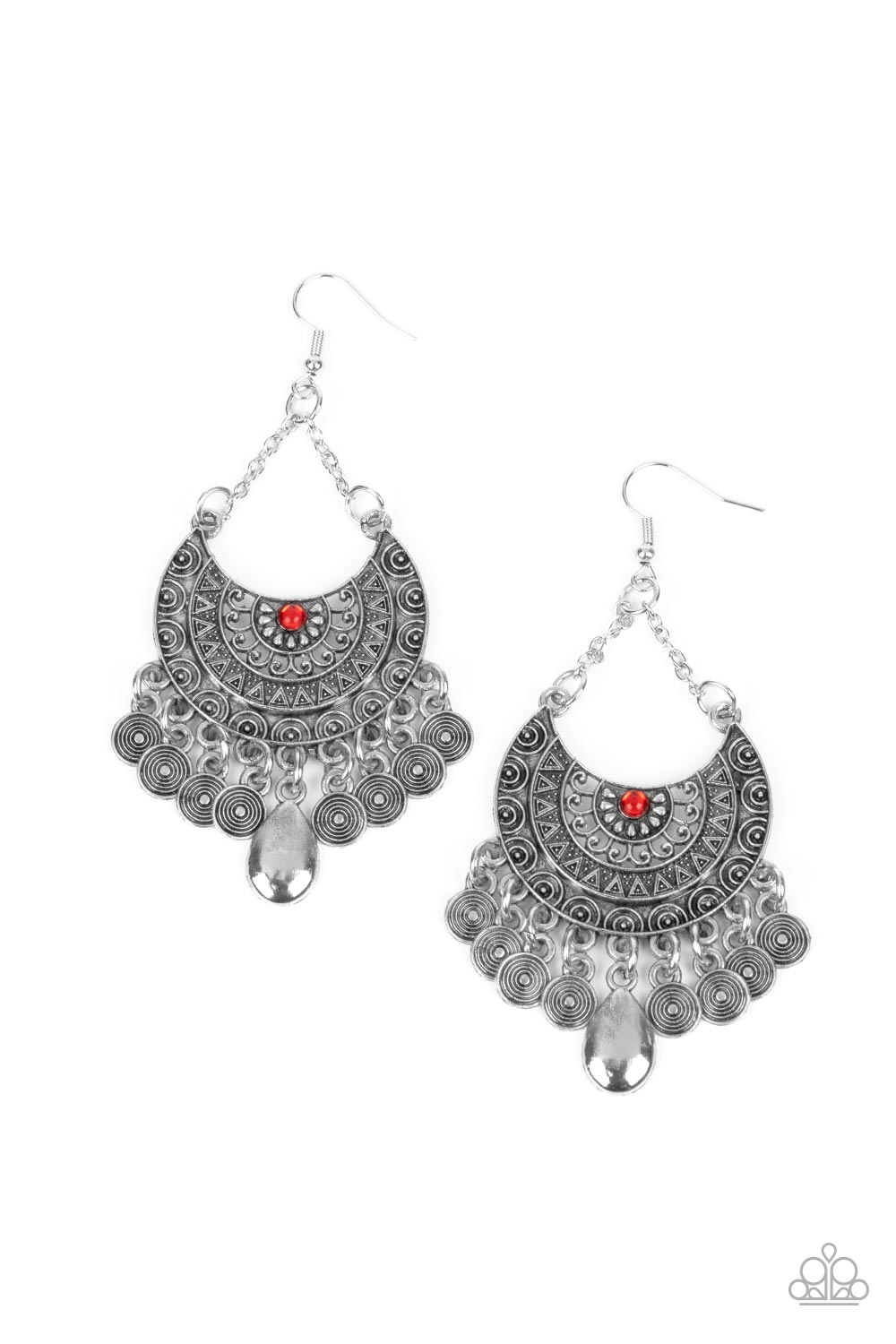 Lunar Allure - Red - Paparazzi Earrings