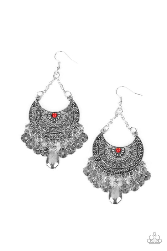 Lunar Allure - Red - Paparazzi Earrings