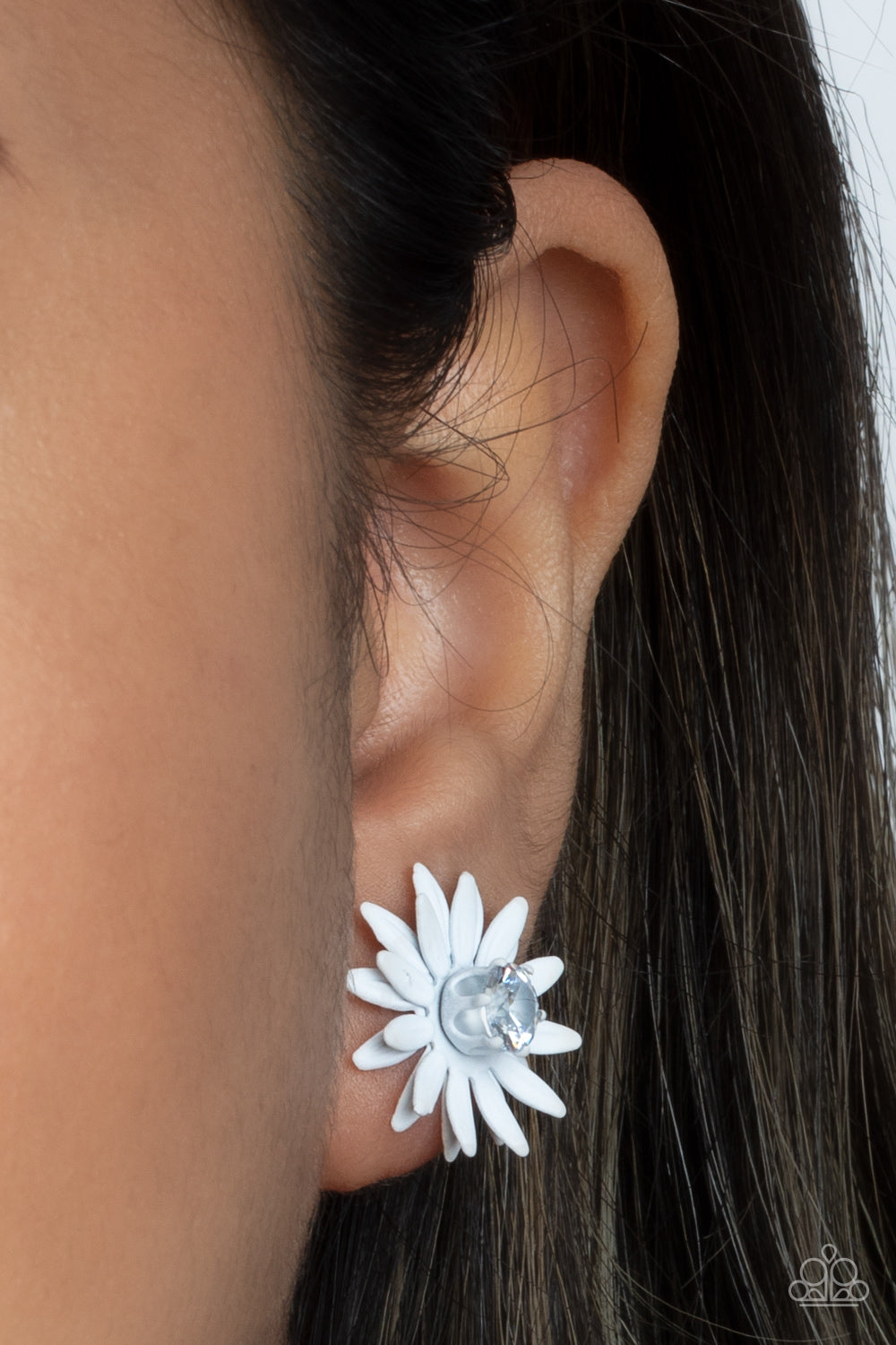 Sunshiny DAIS-y - White - Paparazzi Earrings