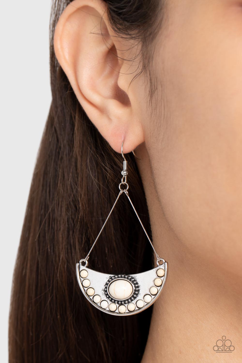 Canyon Canoe Ride - White - Paparazzi Earrings