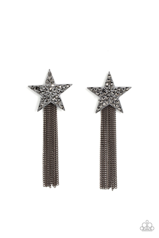 Superstar Solo - Black - Paparazzi Earrings