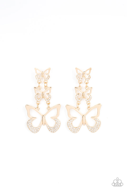 Flamboyant Flutter - Gold - Paparazzi Earrings