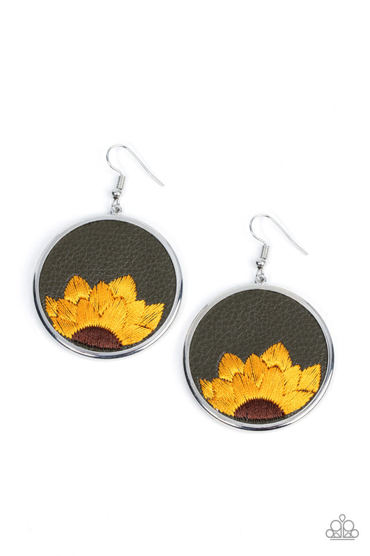 Sun-Kissed Sunflowers - Green - Paparazzi Earrings