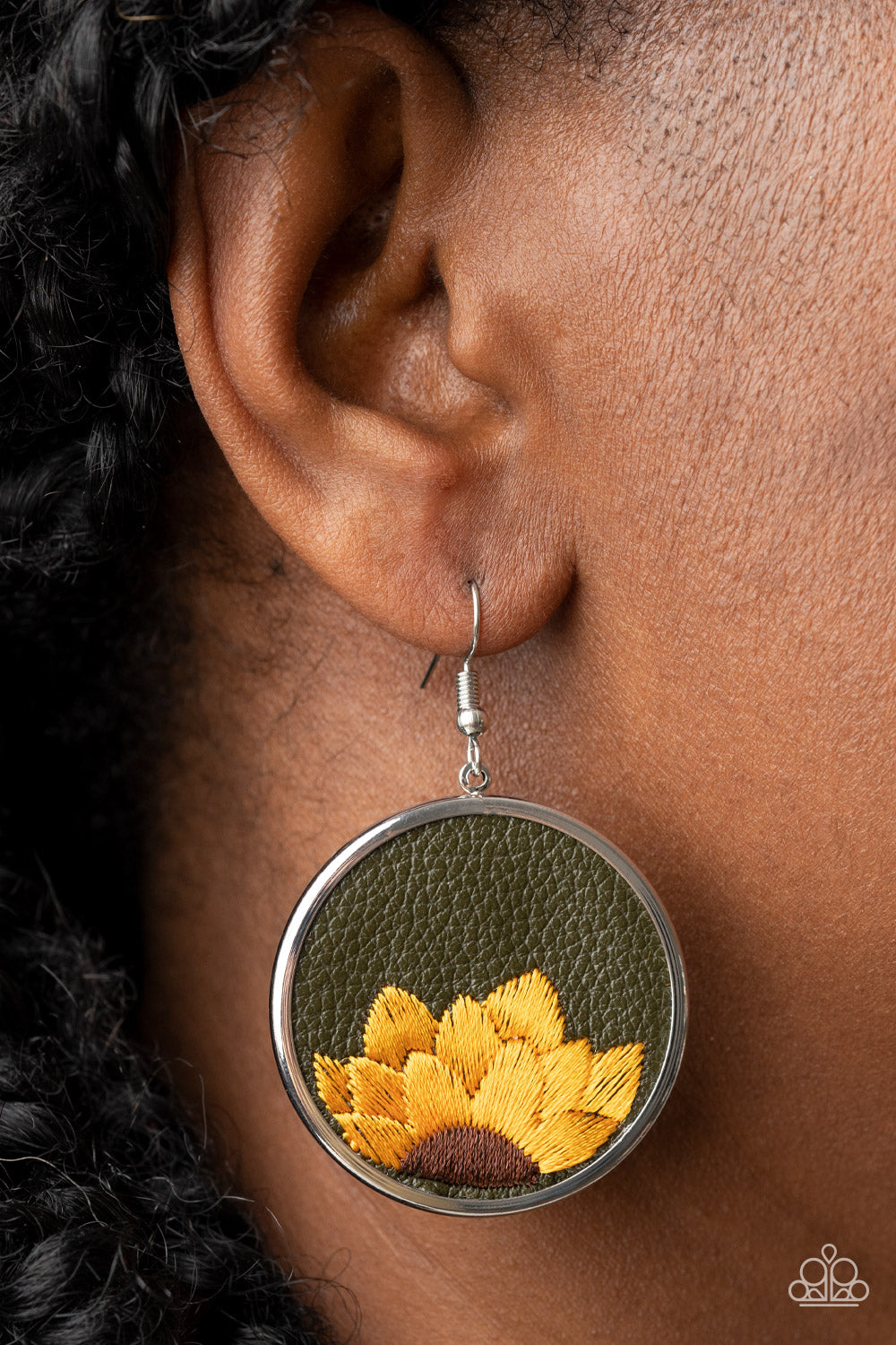 Sun-Kissed Sunflowers - Green - Paparazzi Earrings