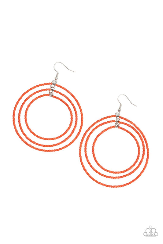 Colorfully Circulating - Orange - Paparazzi Earrings