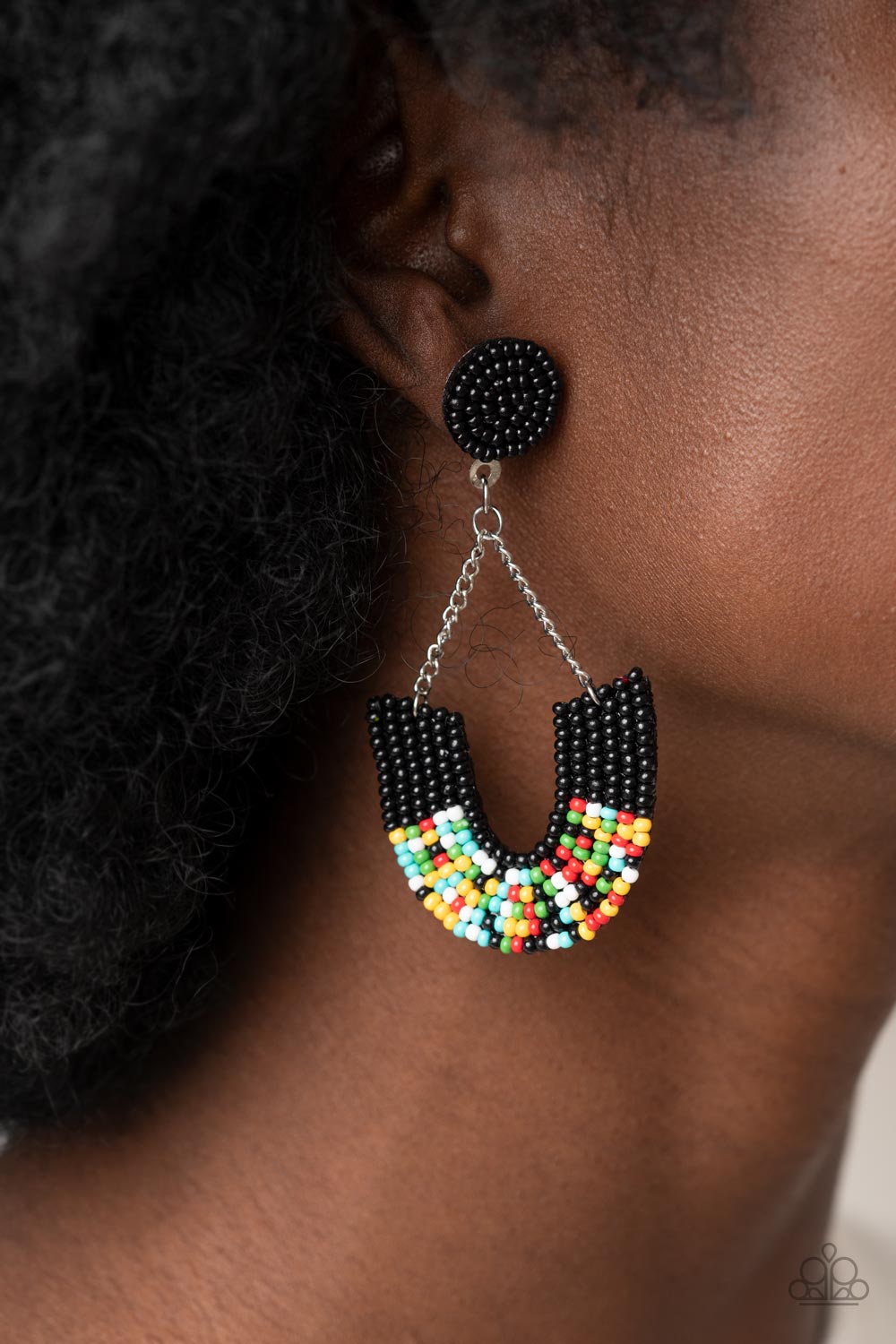 Make it RAINBOW - Black - Paparazzi Earrings