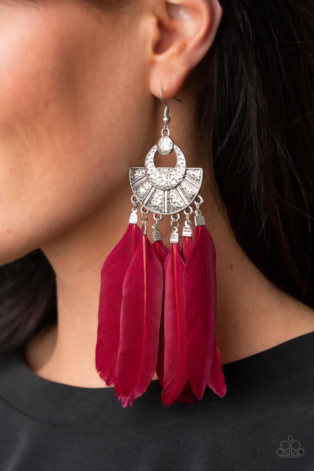 Plume Paradise - Red - Paparazzi Earrings