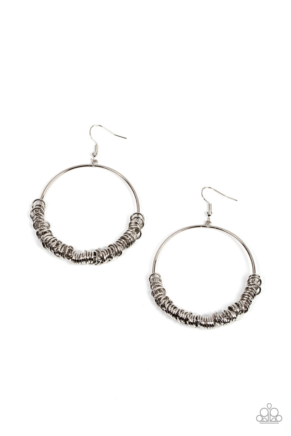 Retro Ringleader - Silver - Paparazzi Earrings