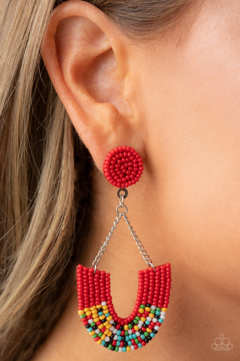 Make it RAINBOW - Red - Paparazzi Earrings