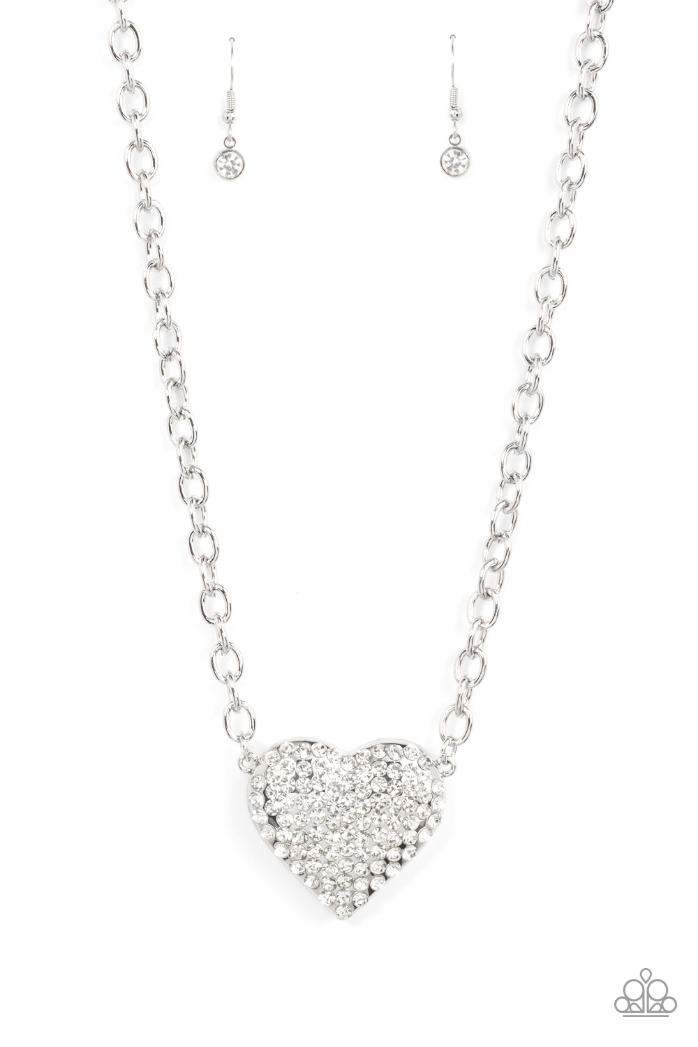 Heartbreakingly Blingy - White - Paparazzi Necklace